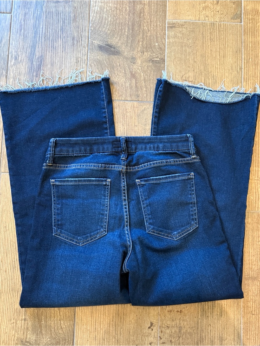 Kut from the Kloth Dark Blue Wide-Leg Jeans with Raw Hem - Picture 11 of 11